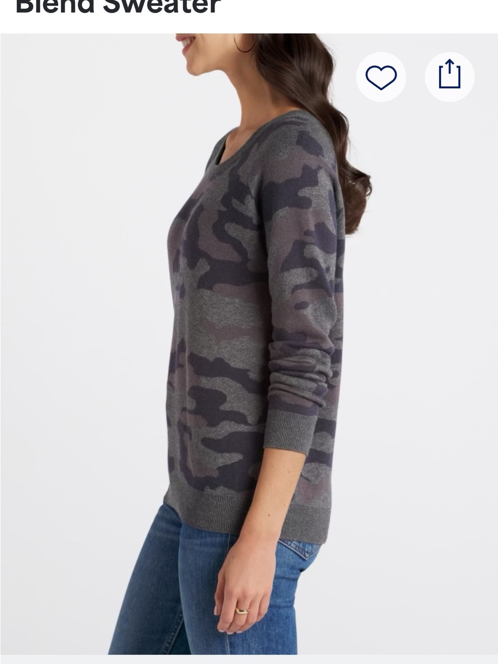 STITCHES & STRIPES Wynona Scoop Neck Cotton Blend Sweater L BNWT camo print - Picture 3 of 10